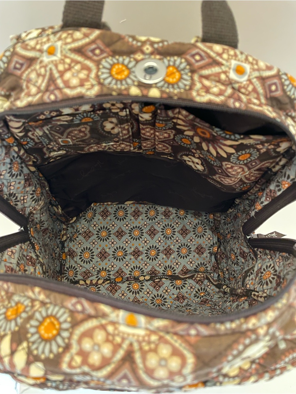Vera Bradley Canyon Campus Backpack Retired Brown Floral Quilted Travel School - Picture 8 of 16